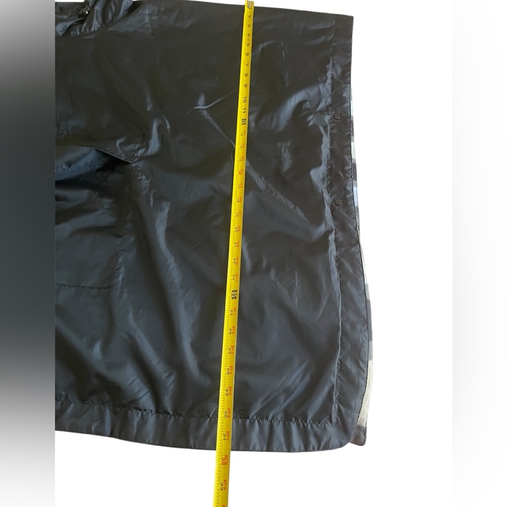 Black Hooded Poncho with Plaid Lining - Picture 8 of 11